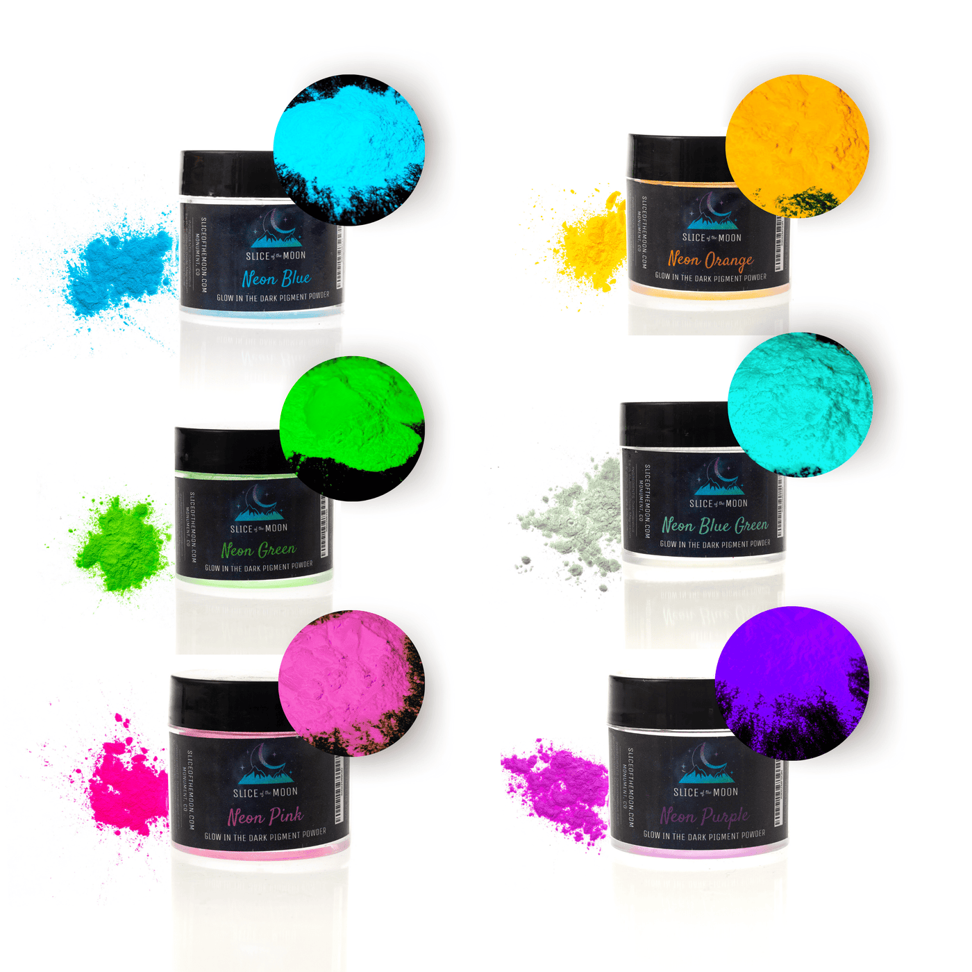 Glow in the Dark Pigment Powder Collection - Set of 6
